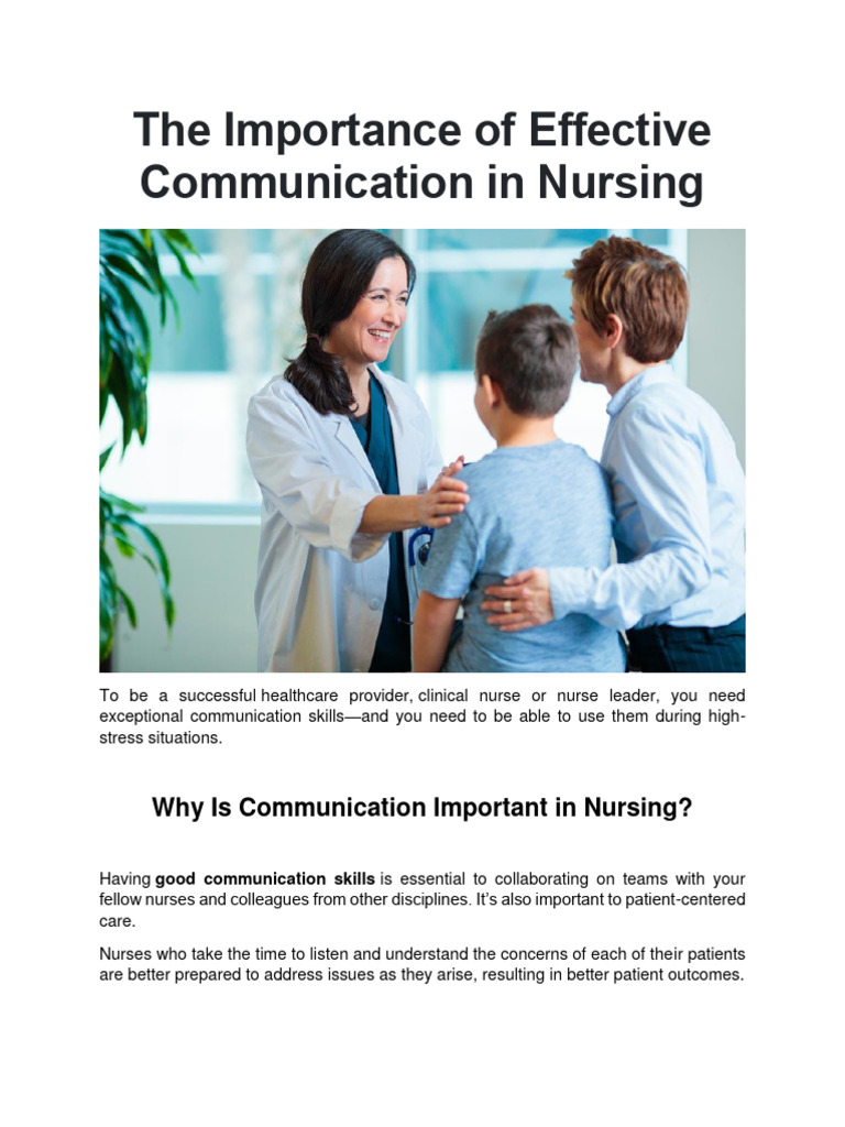 The Importance of Effective Communication in Nursin | Download Free PDF ...