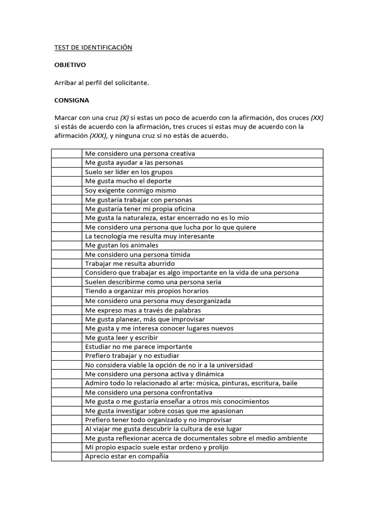 Test de Identificación de Perfil Personal | PDF