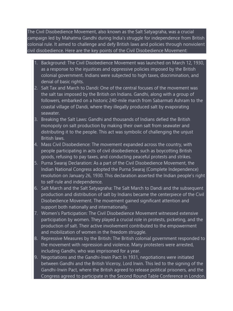 The Civil Disobedience Movement | Download Free PDF | Nonviolence ...