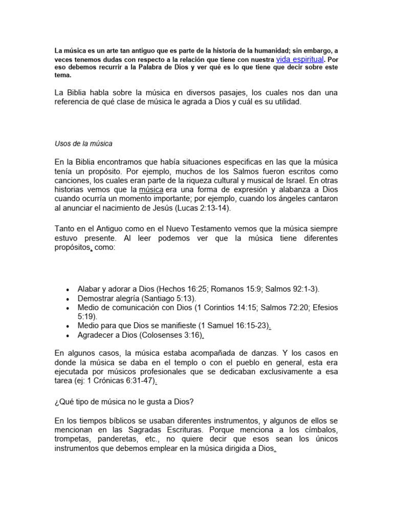 La Música Es Un Arte Tan Antiguo Que Es Parte de La Historia de La ...