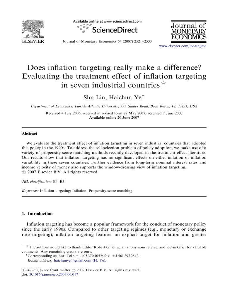 Impact of Inflation Targeting in 7 Countries | PDF | Inflation ...