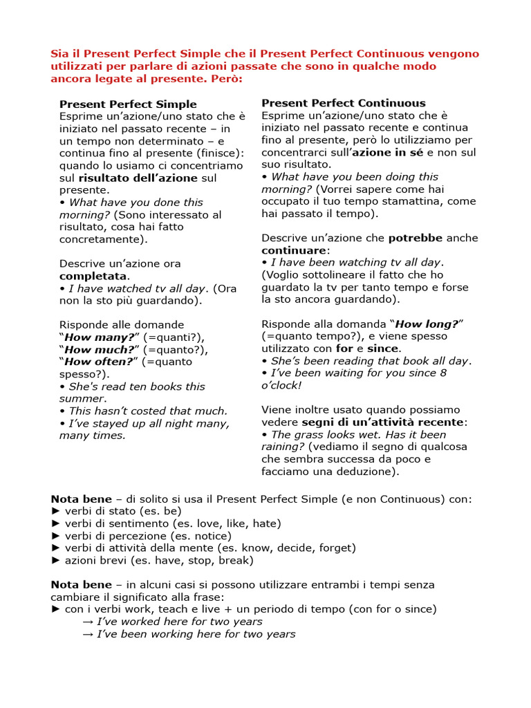 Present Perfect Simple Vs Continuous | PDF