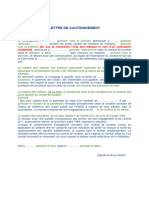 Modele de Lettre de Cautionnement