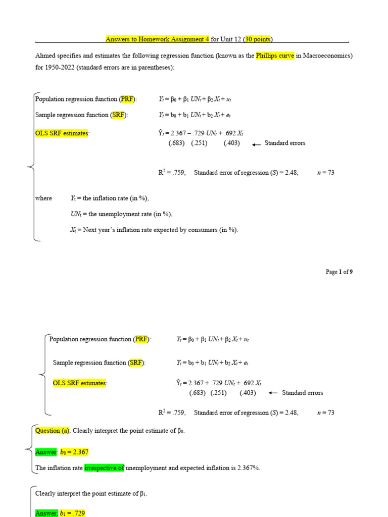 Answers To Homework Assignment 4 | PDF | P Value | Null Hypothesis