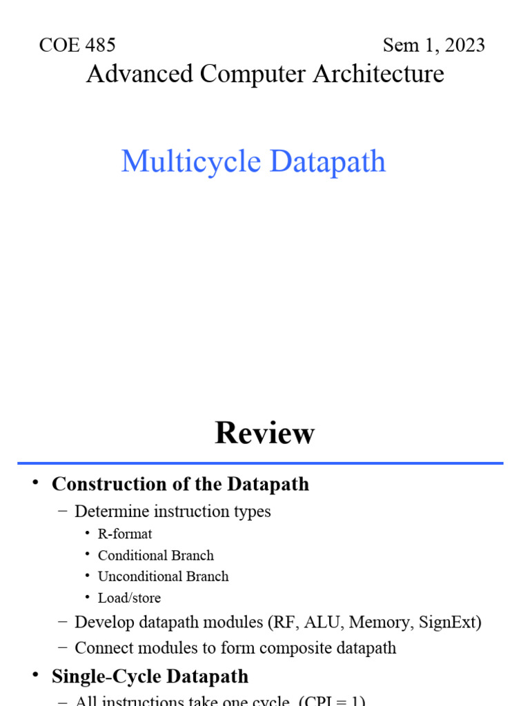 Multicycle Datapath Overview | PDF | Central Processing Unit | Computer ...