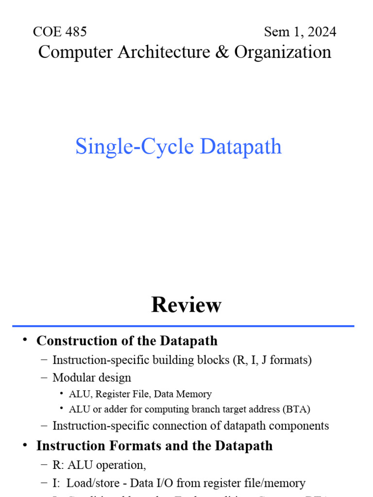 L12 Sglcycle Datapath | PDF | Central Processing Unit | Computer Science