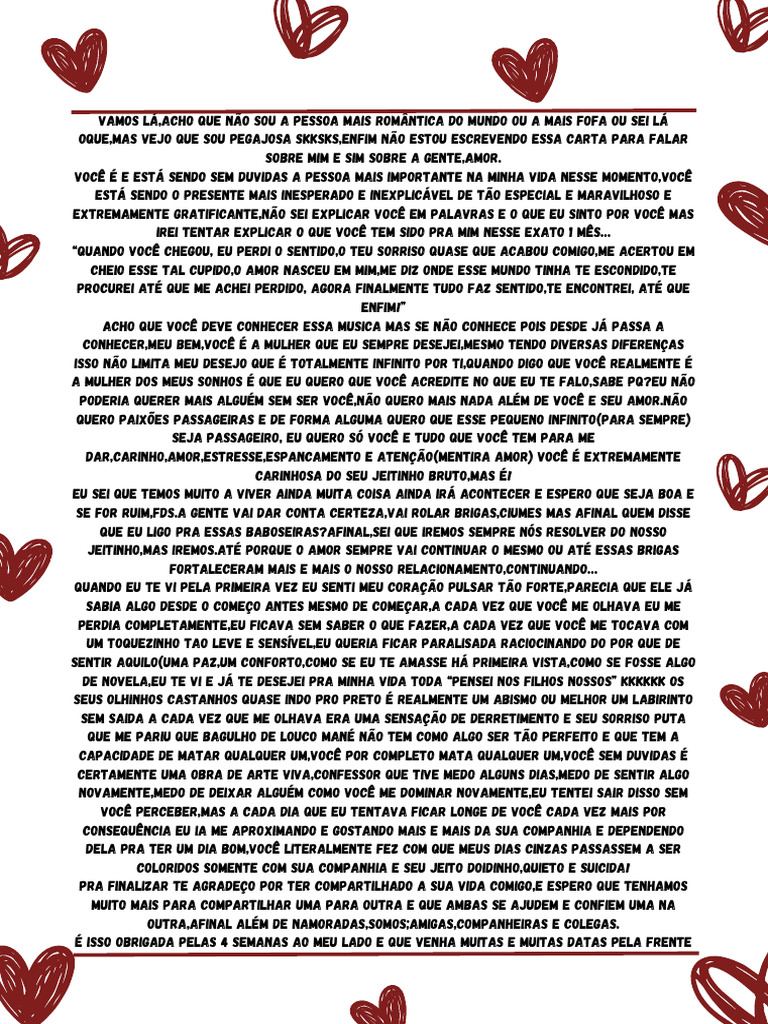 Documento A4 Carta Dia Dos Namorados Moderno Vermelho | PDF | Amor