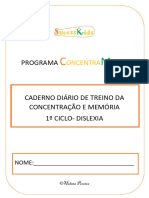 Caderno Diário de Treino de Concentração e Memória 1º Ciclo Dislexia