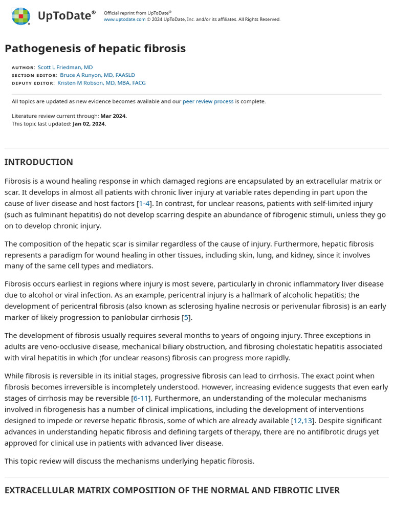 Pathogenesis of hepatic fibrosis UpToDate PDF Integrin
