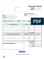 Body Shop Invoice Template