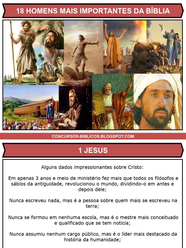 18 Homens Importantes da Bíblia | PDF | Elias | Jesus