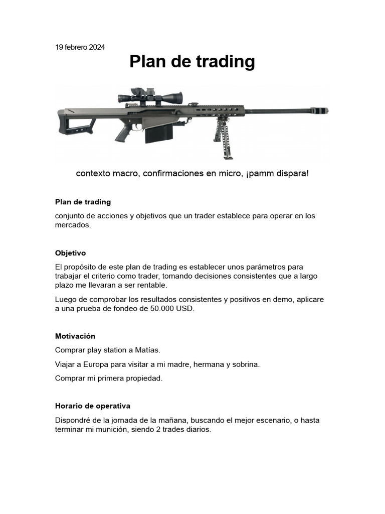 Plan De Trading Pdf Comerciante Finanzas Las Emociones