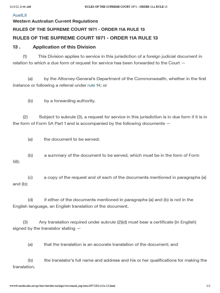 Supreme Court Rules: Order 11A, Rule 13 | PDF | Law
