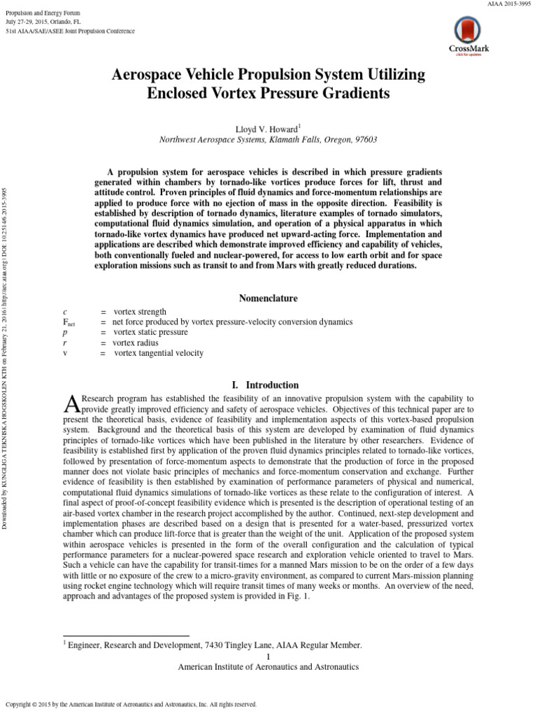 Vortex-Based Aerospace Propulsion System | PDF | Vortices | Spacecraft ...