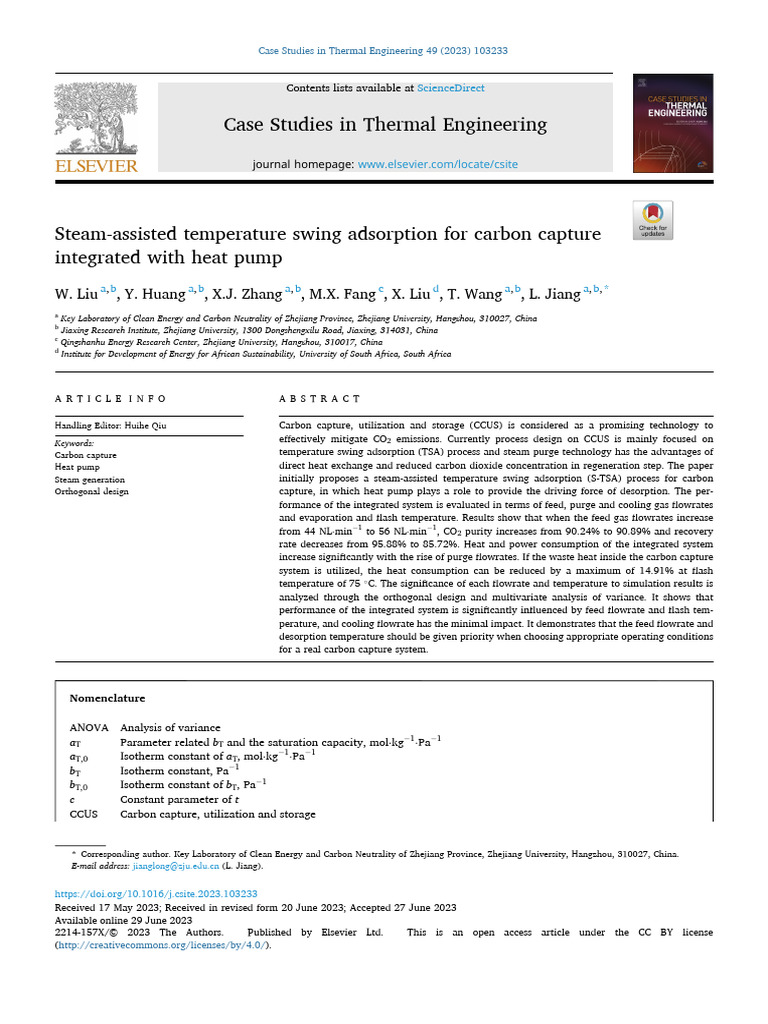 Steam Assisted Temperature Swing Adsorption For Carbon Capture | PDF ...