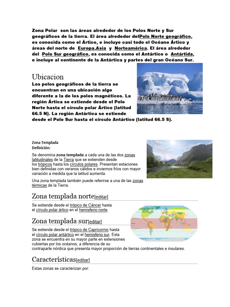 Zona Polar Templadas Tropicales | PDF | Zona tropical | Clima templado