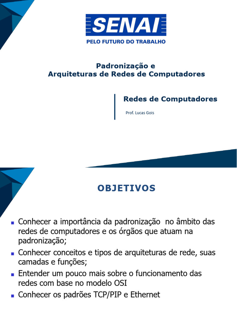 Padrões e Arquiteturas de Redes | PDF | Modelo OSI | Rede de computadores