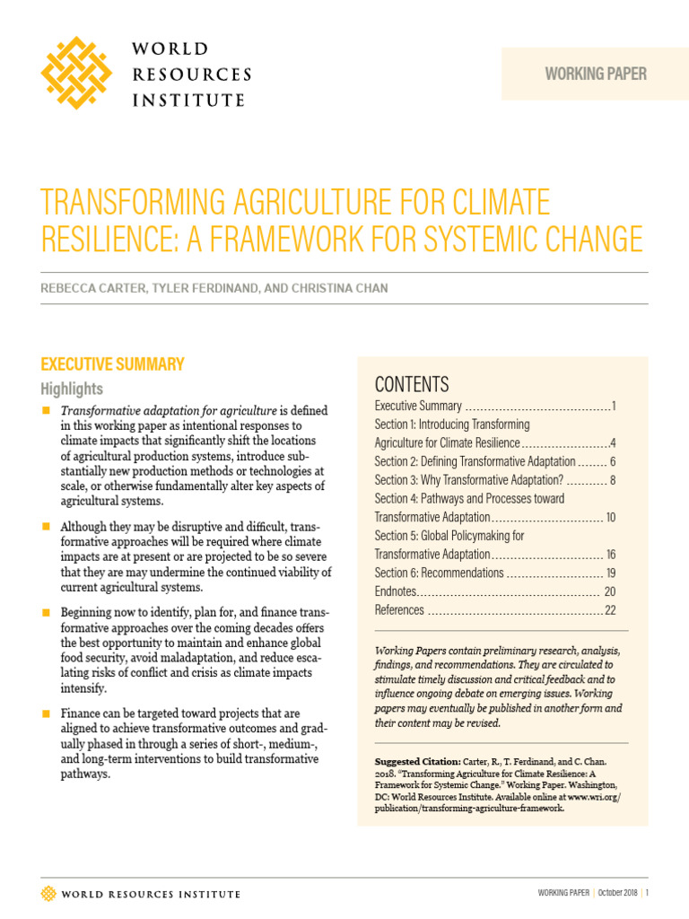 Climate-Resilient Agriculture Framework | PDF | Climate Resilience ...