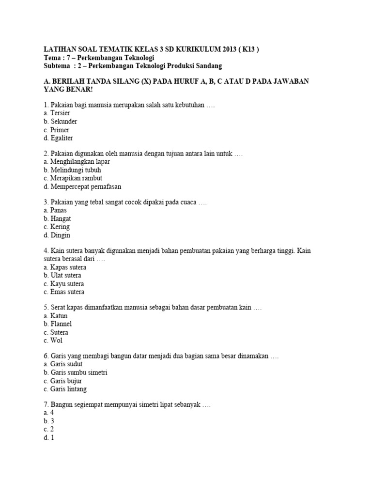 Asah Kemampuanmu: Latihan Soal Tema 7 Subtema 2 Kelas 3 SD – Peristiwa Kebangsaan