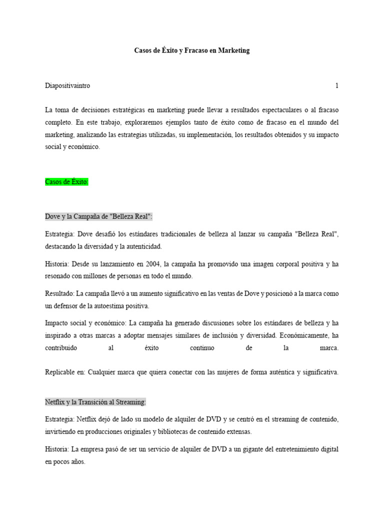 Casos De éxito Y Fracaso En Marketing Pdf Disneyland Netflix