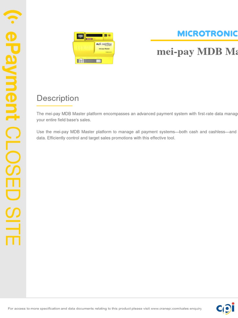 Mei-Pay MDB Master Payment System | PDF | Computers | Technology ...