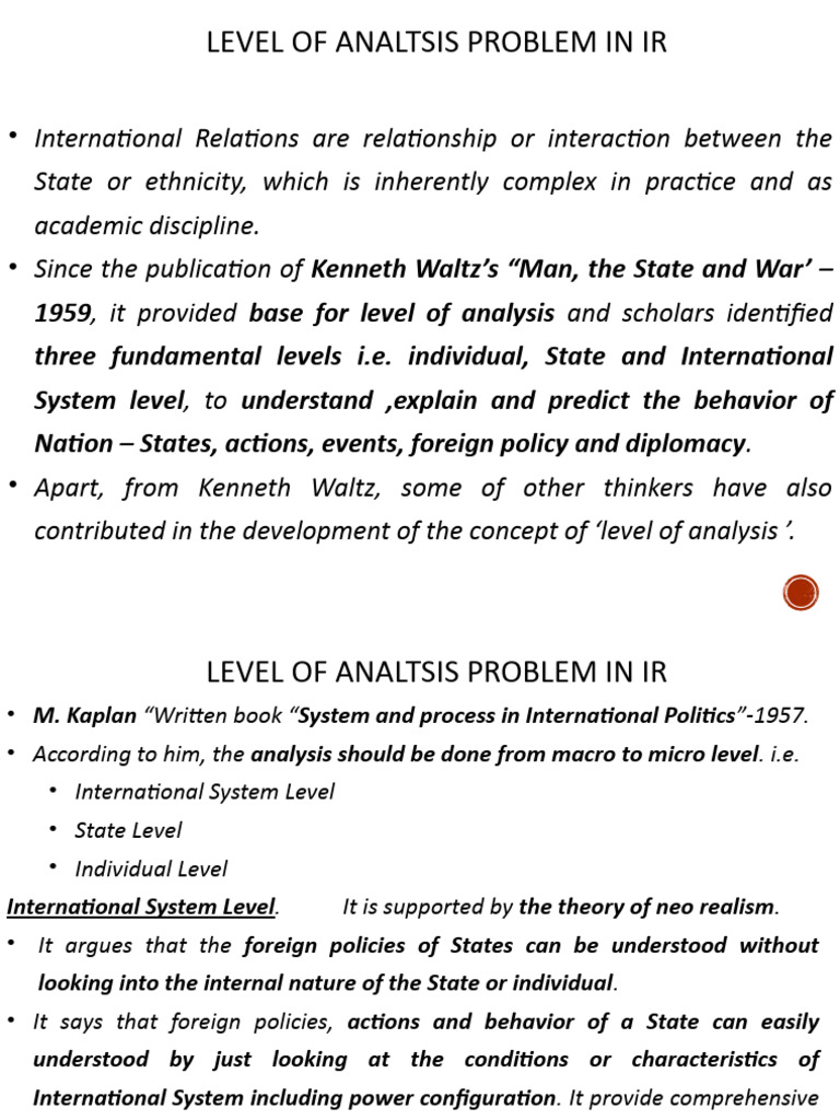 Levels of Analysis in International Relations | PDF | International ...
