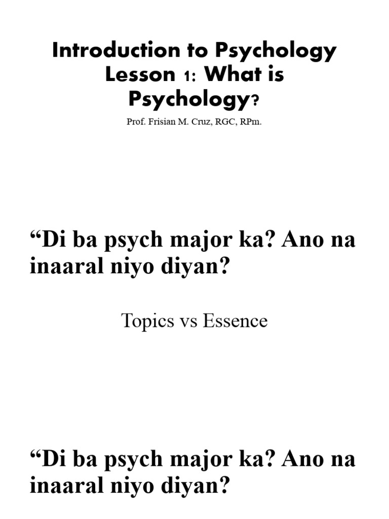 Lesson 1 pdf psychology mind