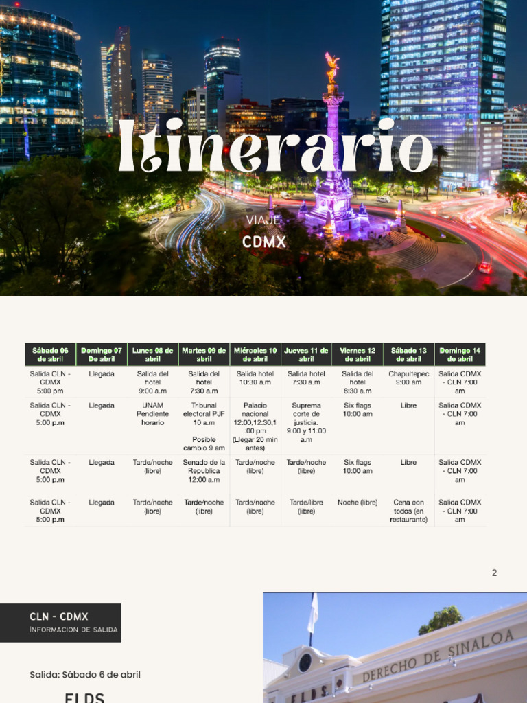 Itinerario CDMX Saelds | PDF | Gobierno | Gobernancia