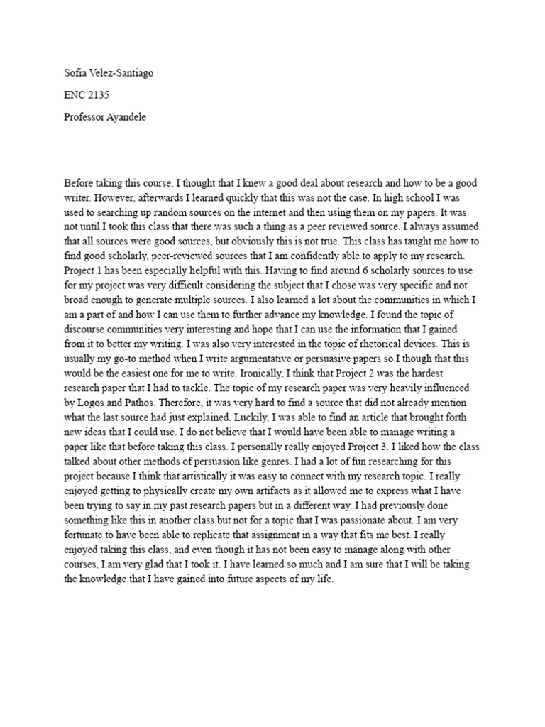 course reflection | PDF | Peer Review | Persuasion