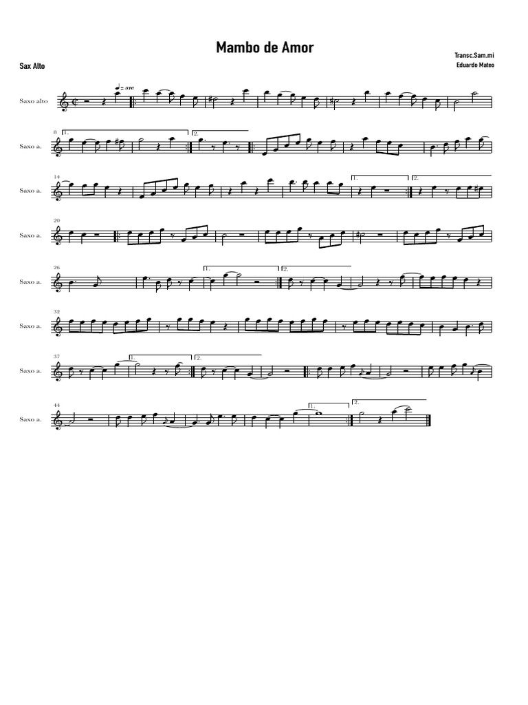Mambo De Amor Sax Alto Pdf
