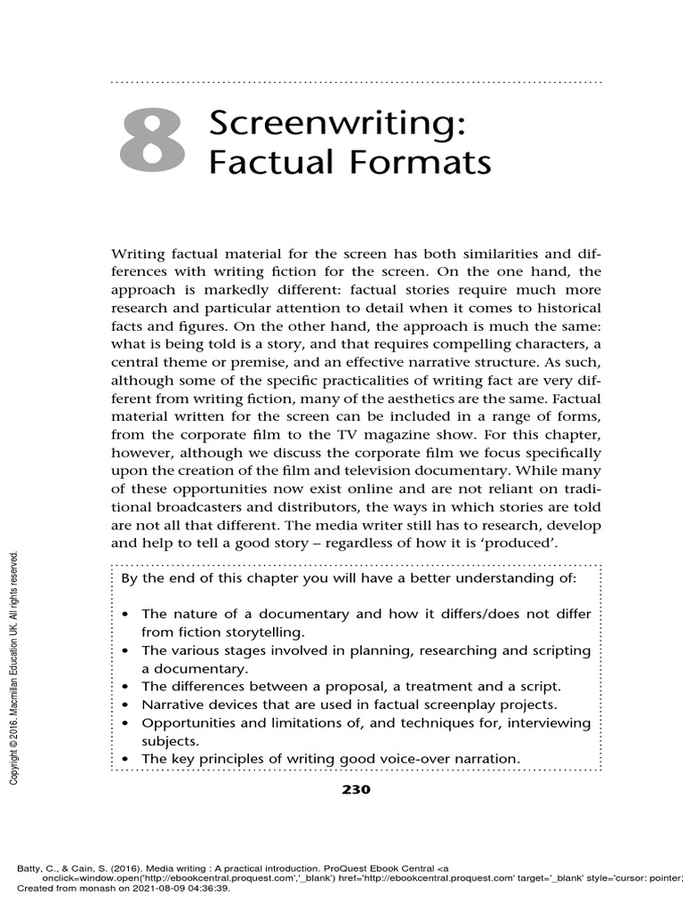 Media Writing A Practical Introduction - (8 Screenwriting Factual ...