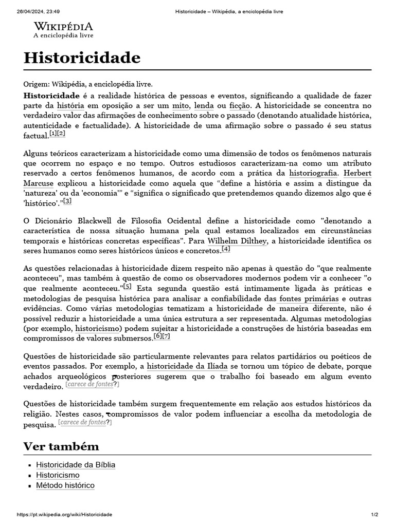 Definição de Historicidade na História | PDF | Metodologia das Ciências ...