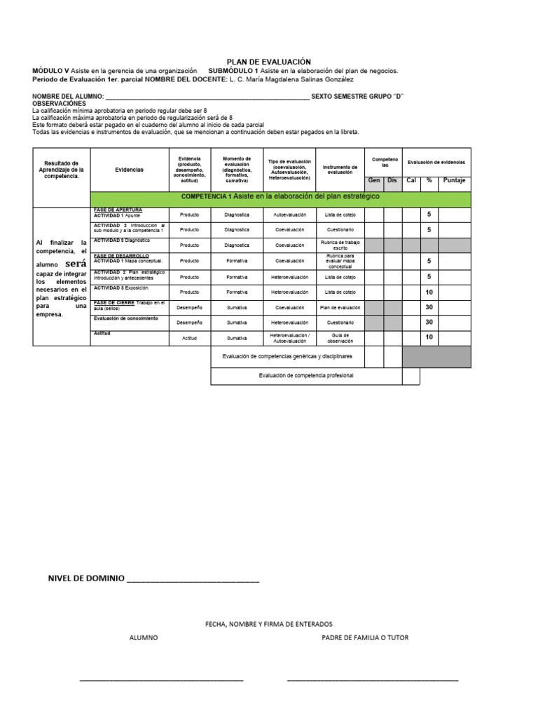 Plan de Evaluación MV s1 C 1 2024-1 | PDF | Evaluación | Conocimiento ...