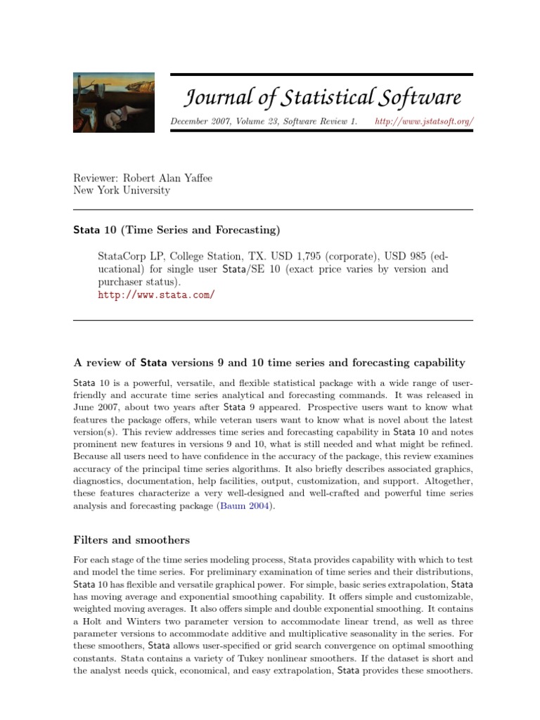 Stata 10 Time Series Forecasting Review | PDF | Vector Autoregression ...