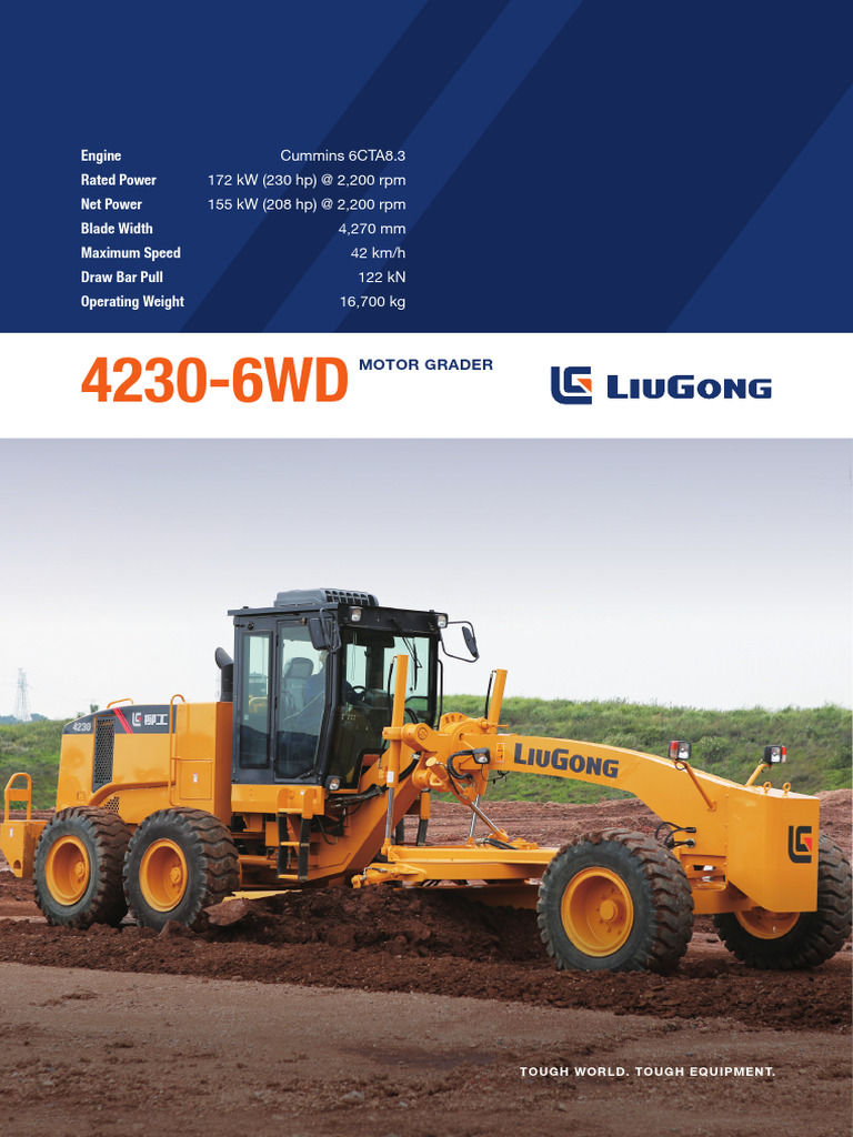 Motor Grader 4230-6WD Specifications | PDF | Axle | Horsepower