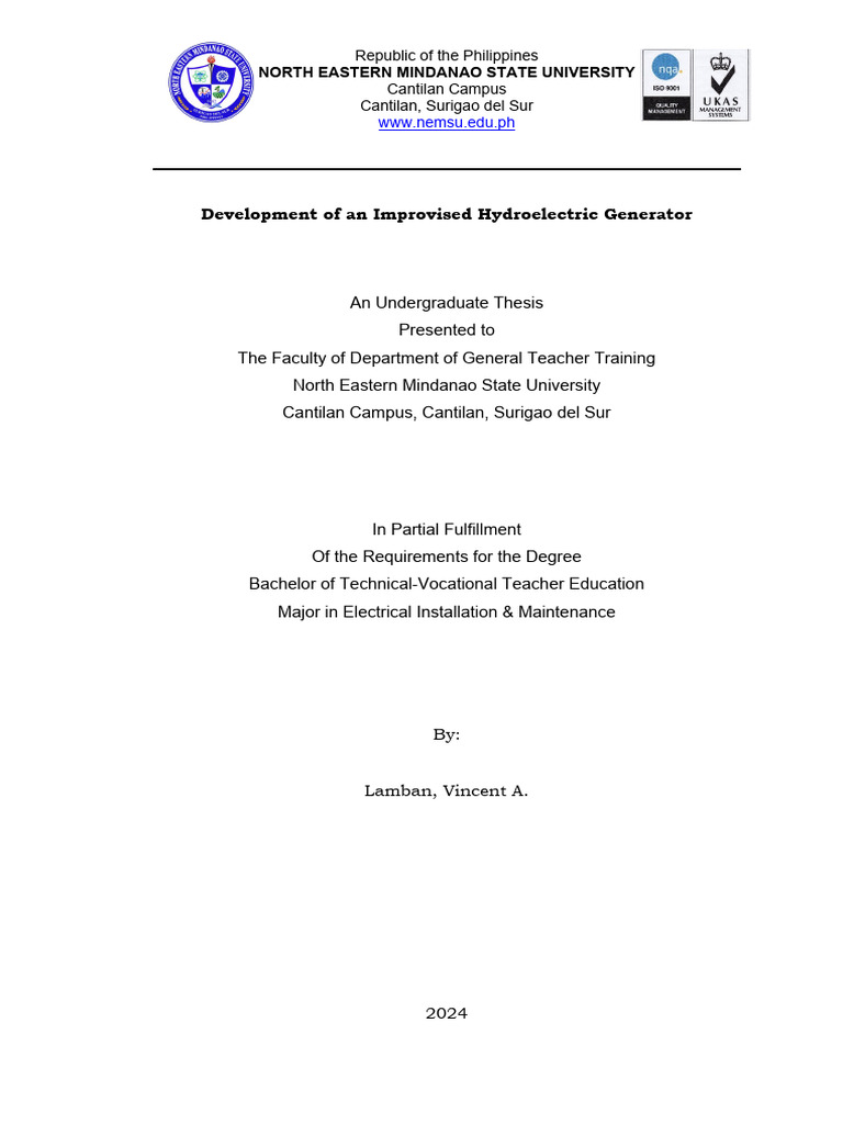 Improvised Hydroelectric Generator Pdf Renewable Energy