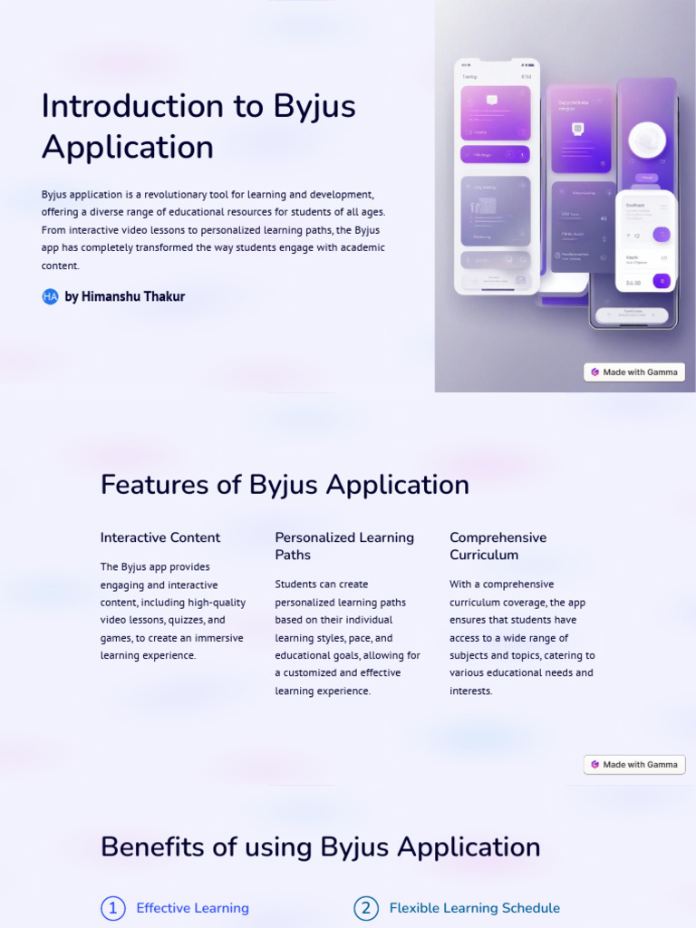 Introduction To Byjus Application PDF Mobile App Learning