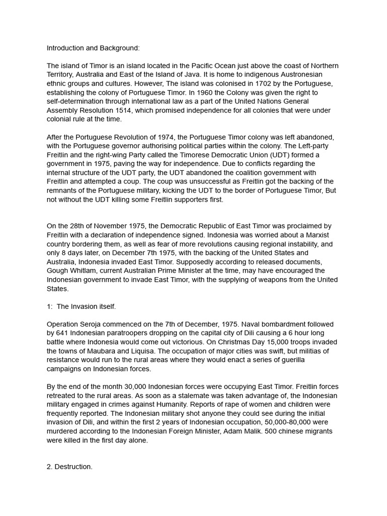 Bigotry and Genocide - Episode 1 - Timor-Leste | PDF | East Timor ...
