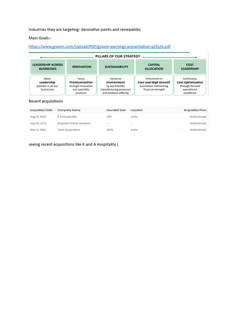Grasim's Focus on Decorative Paints & Renewables | PDF