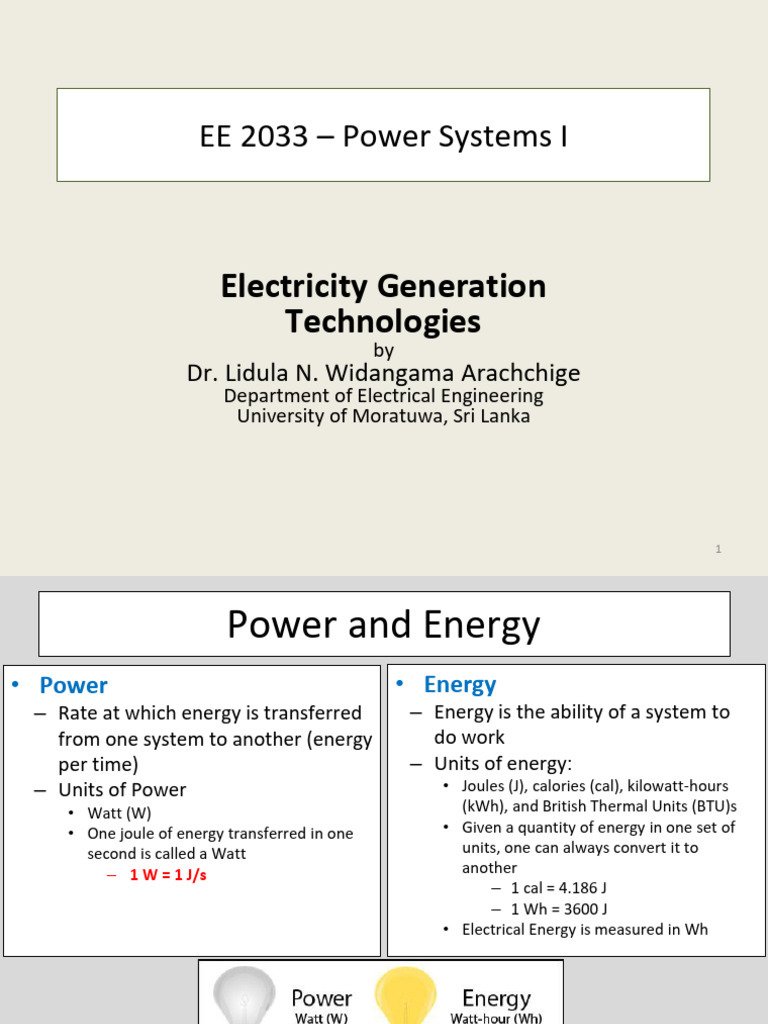 Electricity Generation Technologies Overview | PDF | Electricity ...