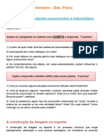 Esporte: Combatendo Preconceitos e Estereótipos: 2º Bimestre - Edu. Física