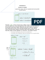 Mathematics 6 Volume of Cylinder