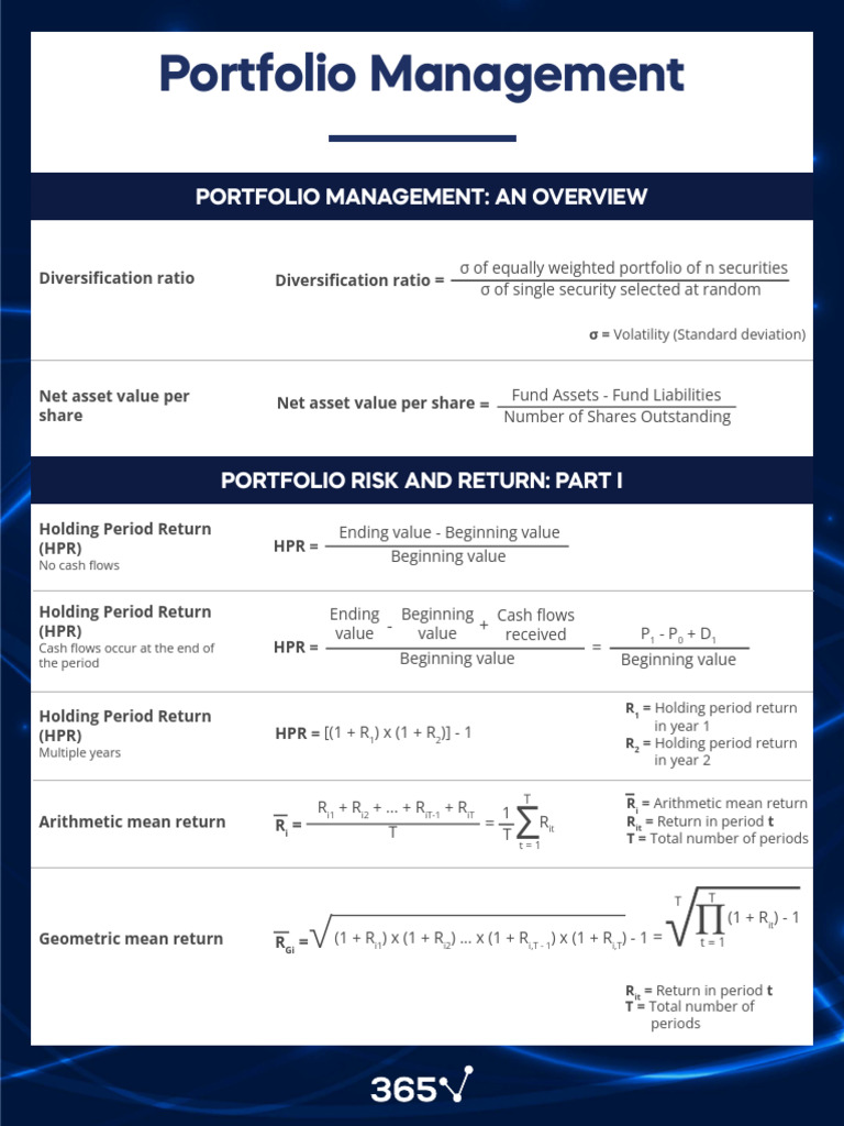 Portfolio Management Formulas Guide | PDF | Beta (Finance) | Sharpe Ratio