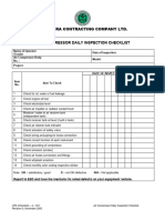 Air Compressor Pre-Start Inspection Daily Checklist