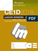 Evaluation Certificative - CE1D 2018 - Langues Modernes - Anglais - Questionnaire (Version Standard) (Ressource 14599)