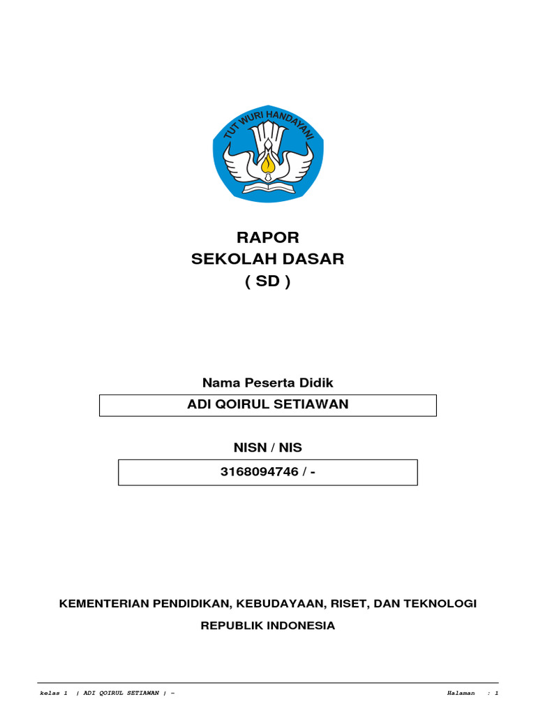 Data Pelengkap Rapor | PDF