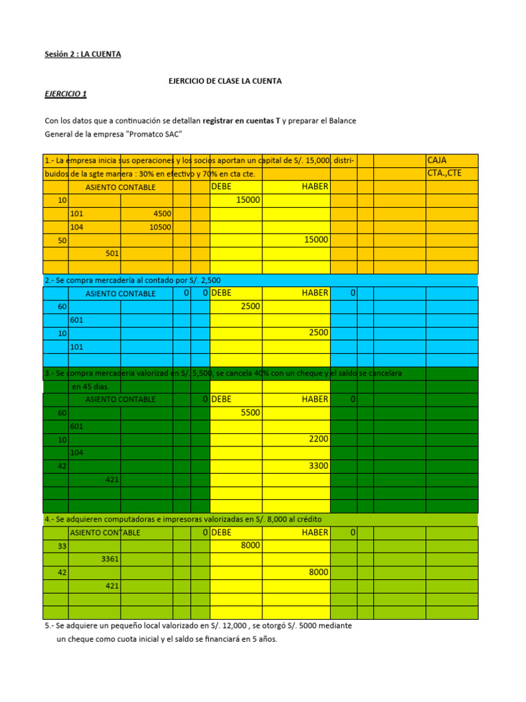 Ejercicios Contables y Balances Generales | PDF | Hoja de balance ...
