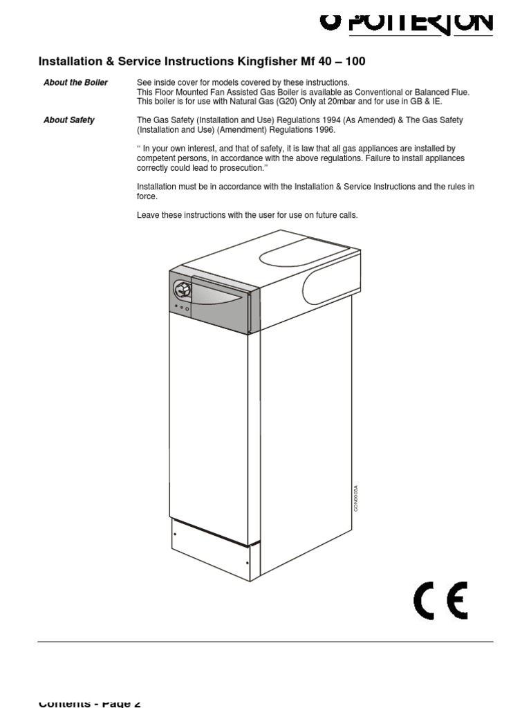 Potterton Kingfisher Mf Boiler Manual | PDF | Water Heating | Valve