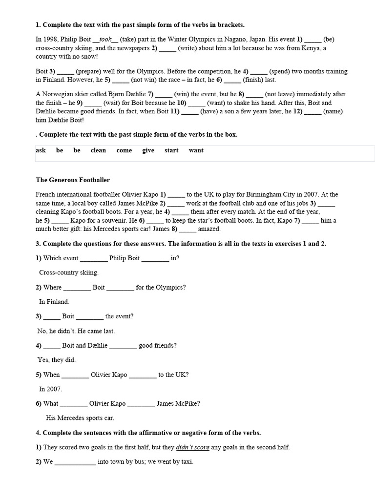 Grammar Exercise | PDF | Language Mechanics | Grammar