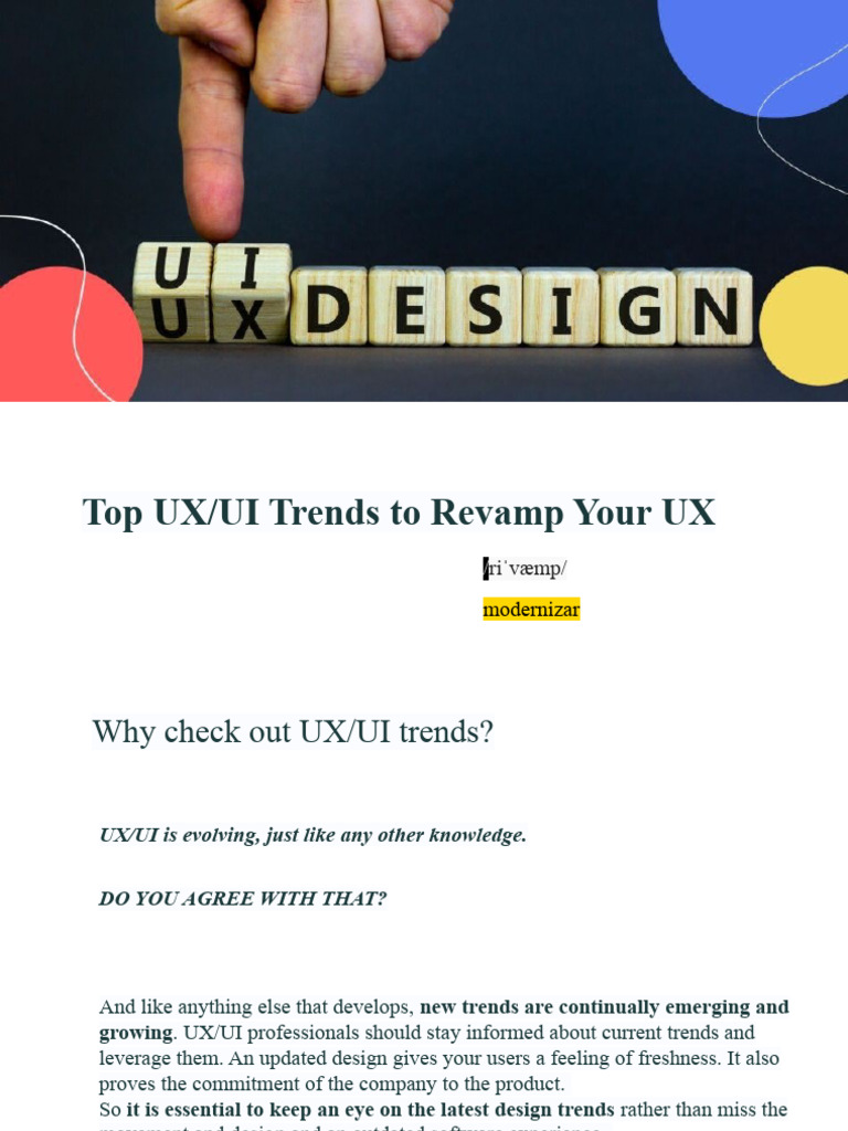 UX/UI Trends for Effective Revamps | PDF | User Interface | User Experience